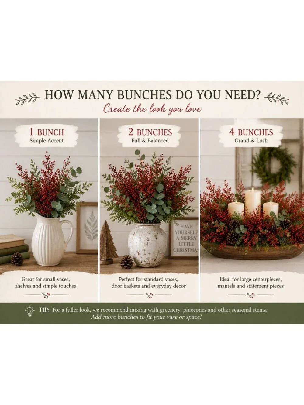 Set of 2 Red Berry Wax Flower Sprays 13 Inch Faux Filler Flowers Artificial Berr